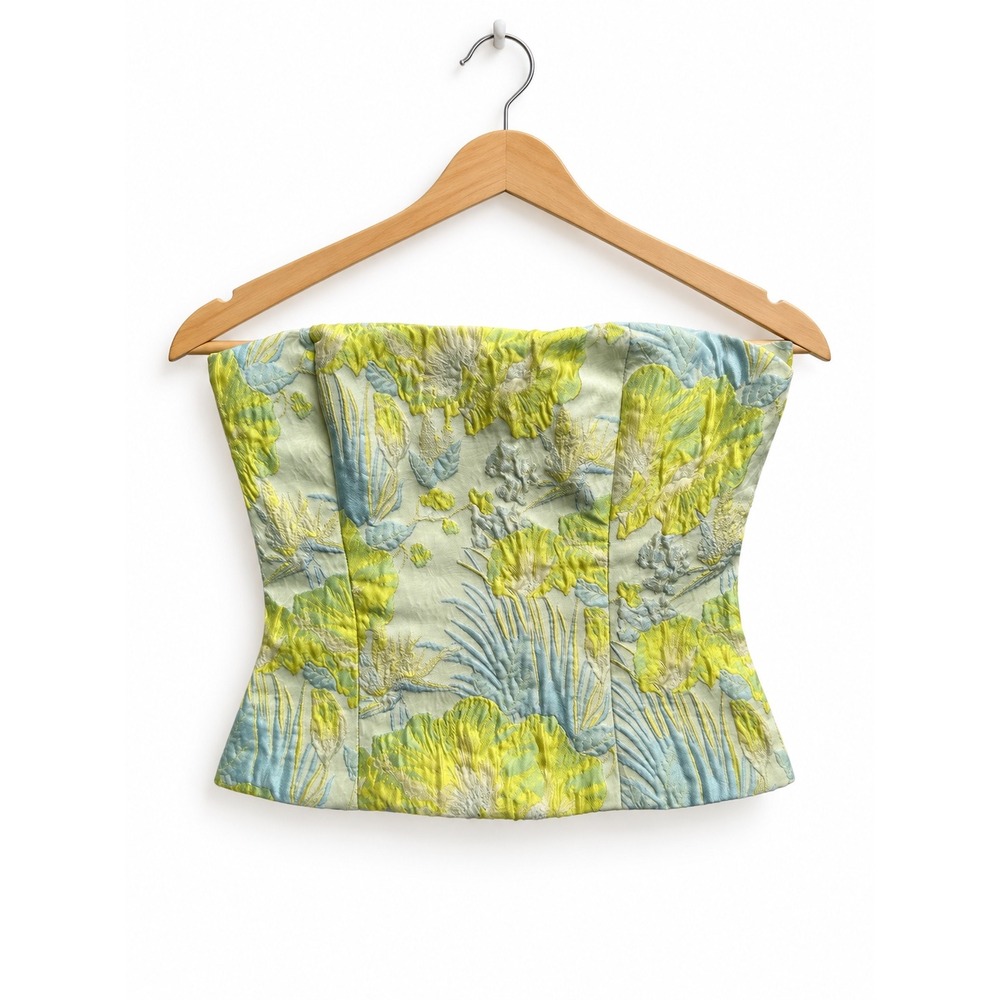 Reformation Womens Giordia Floral Jacquard Strapless Corset Top Size 0 Coquette